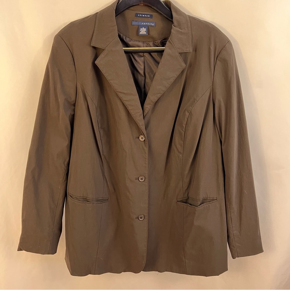 Lane Bryant Venezia 3 Button Blazer Jacket Plus Size 20 Brown Jacket Dress Coat